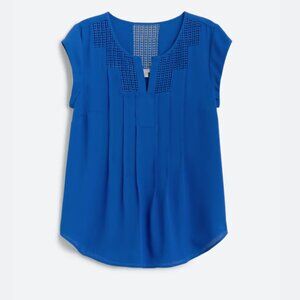 Daniel Rainn Estefan Lace Split Neck Top Colbalt Blue Size Small Petite NWT
